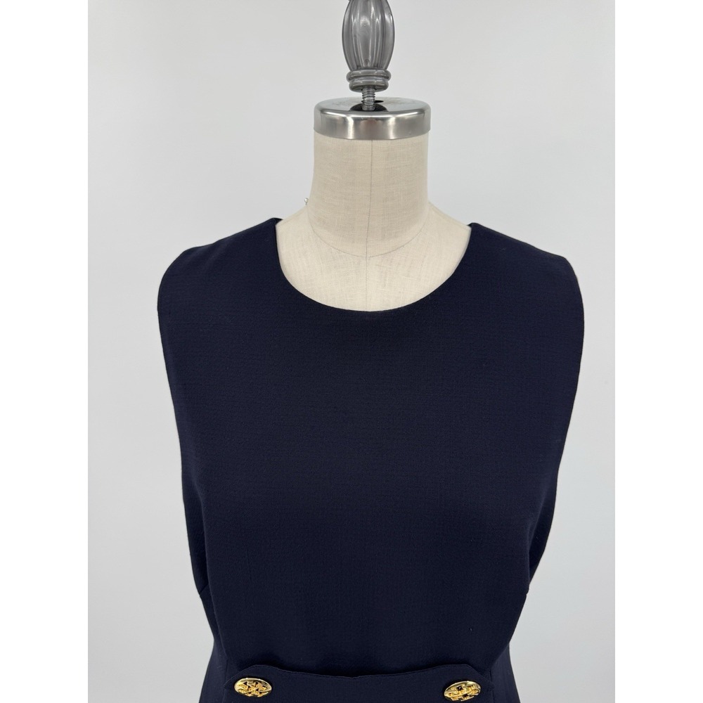 Tory Burch Women Brynn Navy Sleeveless Ponte Wool Blend Dress Size 8 Old Money - Picture 5 of 12